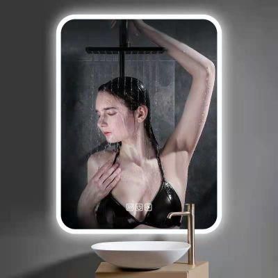 5mm Wall Mounted Hotel Home Decoration Mirror Lighted Bathroom Mirror LED Mirror with Defogger with Touch Sensor