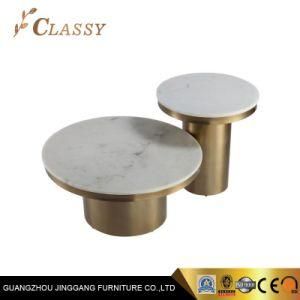 Marble Top Stainless Steel Metal Round Base Dining Table for Restaurant Wedding Furniture