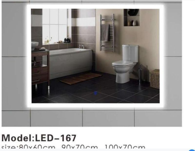 Framless Modern Wall Glass Bluetooth LED Light Bathroom Vanity Mirror