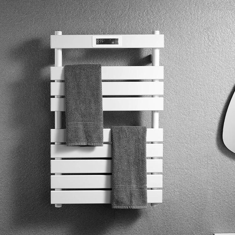 Kaiiy White Electric Heated Towel Rail Wall Mounted Bathroom Dryer Rack Warmer Towel Rack with Timer