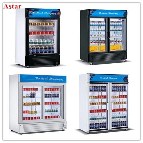 Three Swing Doors Drinks Showcase Display Beverage with Large Capacity Good Price