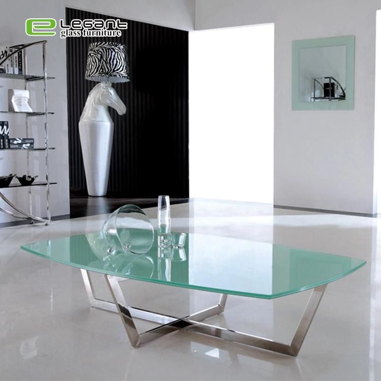 Polished Metal Legs Glass Center Tea Table