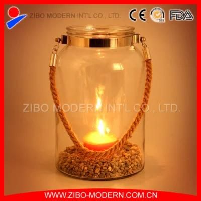 Popular Glass Candle Holder with Portable Rope