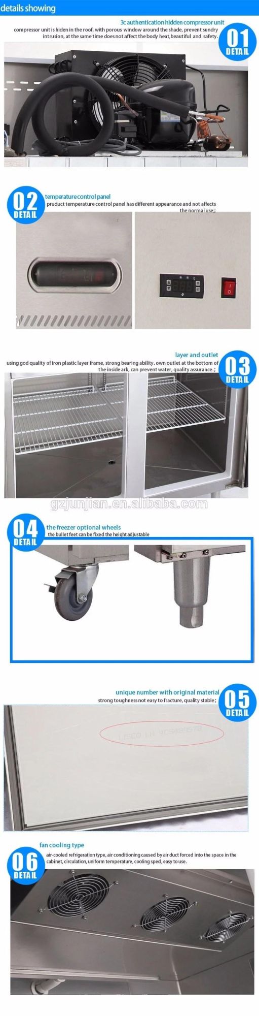 Double Glass Door Commercial Upright Freezer Display Showcase Cooler for Beverage Stock