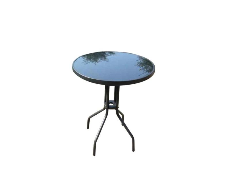 Morden Outdoor Garden Patio Glass Steel Round Coffee Table