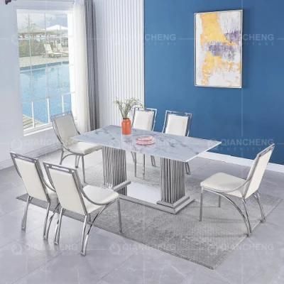 Scandinavian Cheap Glass Kitchen Dining Table Set