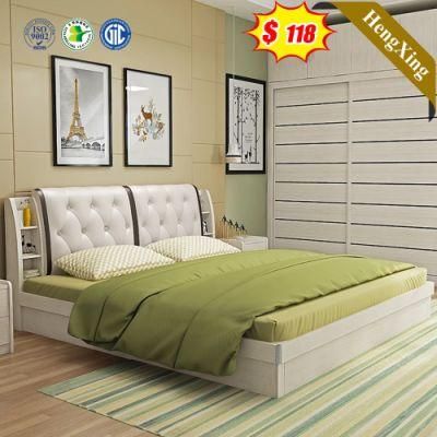 Chinese Factory Wholesale Bedroom Set Furniture Wooden PU Leather Storage Beds