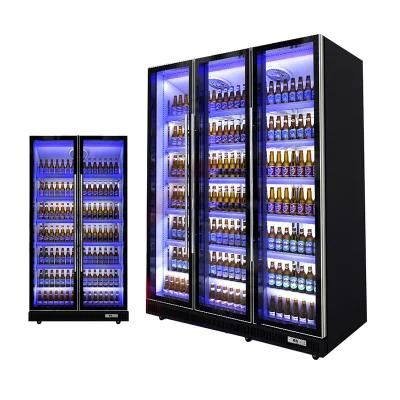 Commercial Vertical 3 Glass Doors Refrigerator Cold Drink Showcase