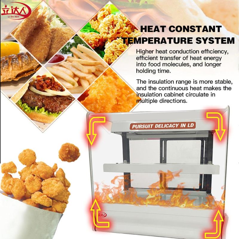 Professional Restaurant Equipment Counter Top Glass Hot Fast Food Heated Warming Display Cabinet Electric Warmer Showcase Kitchen Appliance