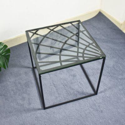 Dubai Hot Selling Dining Furniture Glass and Metal Black Coffee Table Side Table