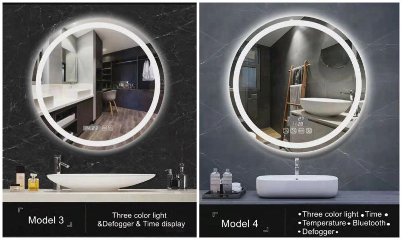 Home/Salon Furniture Decoration Bathroom Smart Wall Float Glass LED Mirror with Anti-Fog, Bluetooth