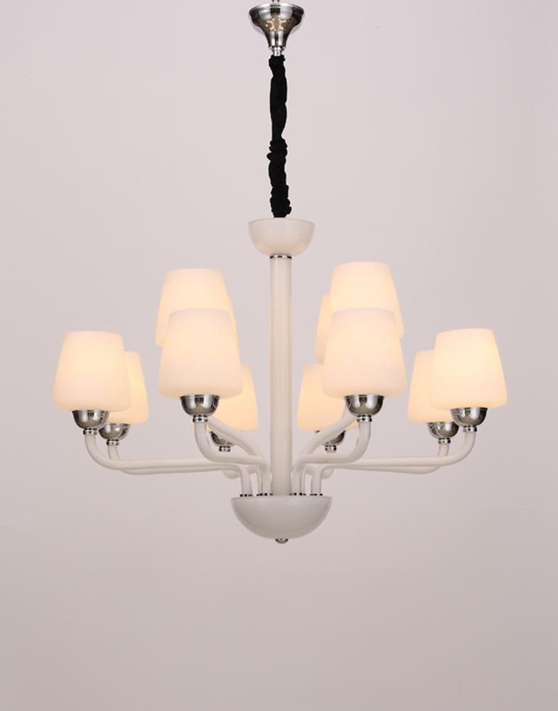 Modern Large Luxury Double Layer Vintage for Home Lighting Furniture Decorate Indoor Living Room Simple Matte White Glass Chandelier Factory Supply