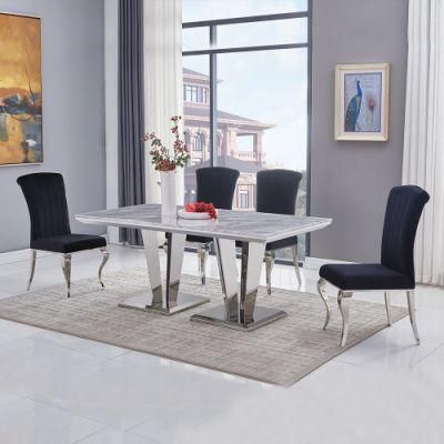 Elegant Designs Style Marble Stainless Steel Home Funriture Dining Tables