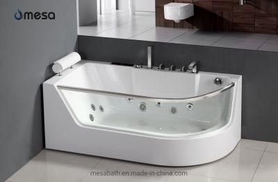 D-Shaped Acrylic Whirlpool Massage Bathtub with Tempered Glass