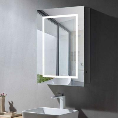 Single Double Door LED Lighted Mirror Cabinet Wall Mount Illuminated Medicine Cabinet with Infrared Sensor