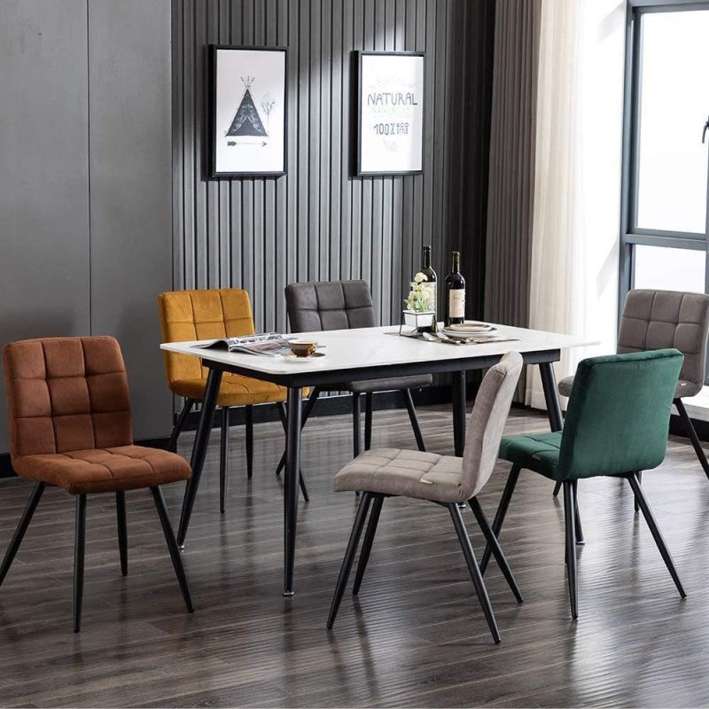 Quality Home Restaurant Bar Furniture Colorful Velvet Dining Chair with Metal Legs for Living Room