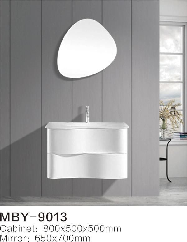 Round PVC Bathroom Cabinet with Glass Basin with LED Mirror