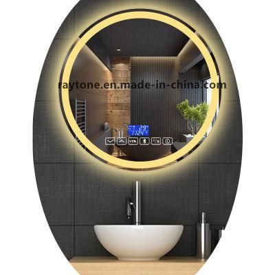 Leitai Round Illuminated Feature LED Backlit Bathroom Mirror with Bluetooth Speaker