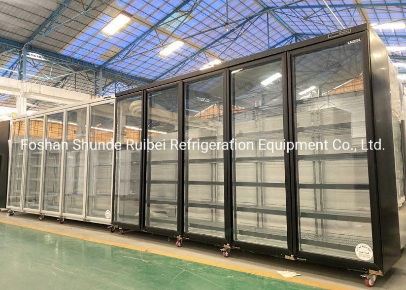 Supermarket Vertical Glass Door Multideck Refrigerated Chiller Showcase