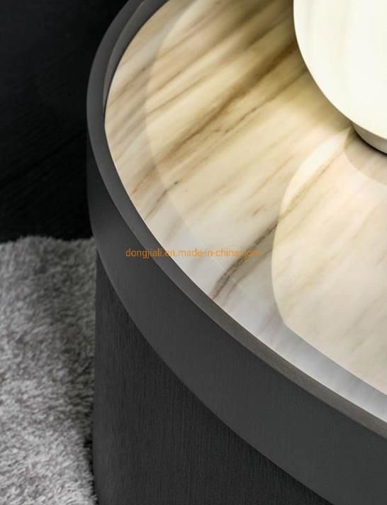 Modern New Design Living Room Furniture for Home Sofa Coffee Tables with Gold Stainless Steel Round Decoration