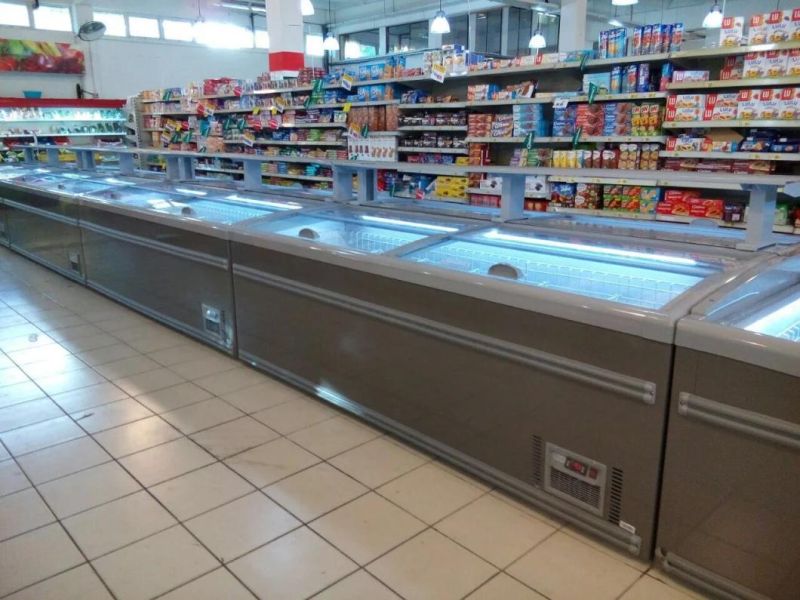 Commercial Chest Island Freezer Showcase with Top Sliding Door