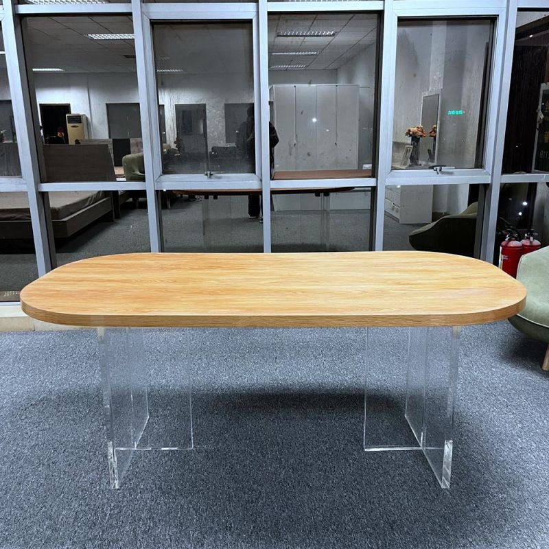 Nova New Product Modern Solid Wood Desktop Oval Acrylic Dining Table