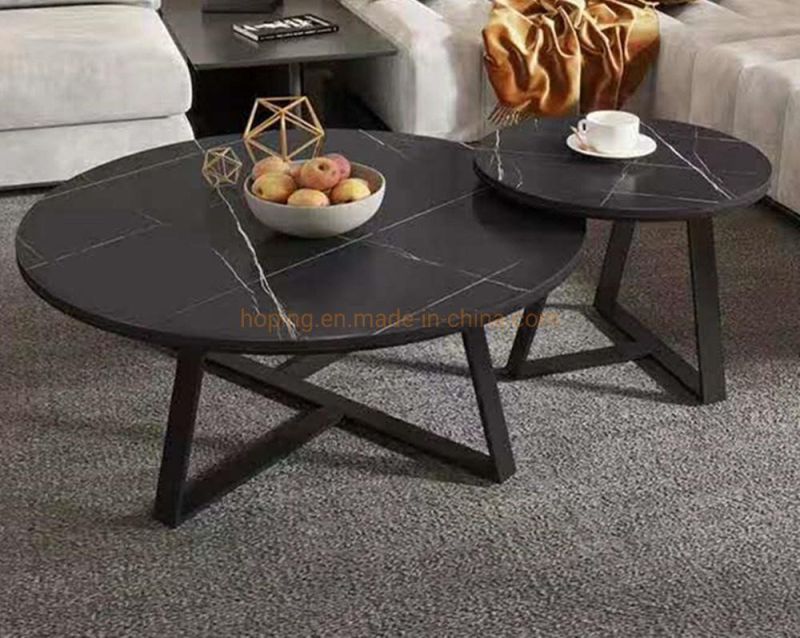 Modern Home Restaurant Furniture Set Special Black Metal Marble or Board Top Living Room Table