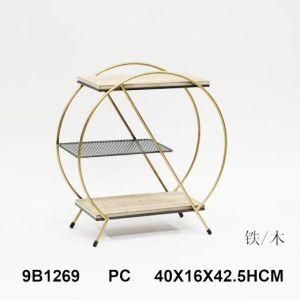 Nordic Elegant Gold Metal Shelf Display Shelf with Marble Layer Furniture