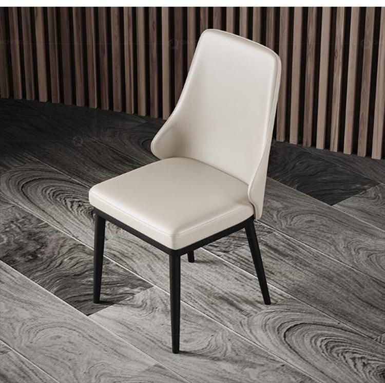 Leisure Luxury White Artificial Leather Hotel Room Dinner Chair