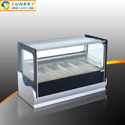 Commercial Glass Top Ice Cream Gelato Display Showcase