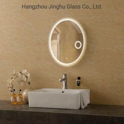 Round Bathroom Wall-Mounted LED Light Mirror with Multi-Function Bluetooth Music Magnifying Glass Electronic Defogging Silver LED Mirror