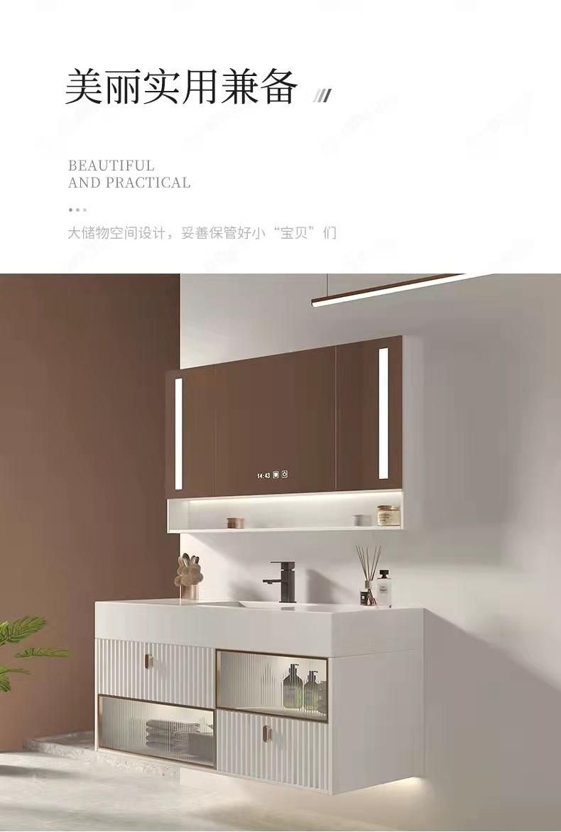 White Design Glass Door Wall Modern Hotel Home Bathroom Vanity