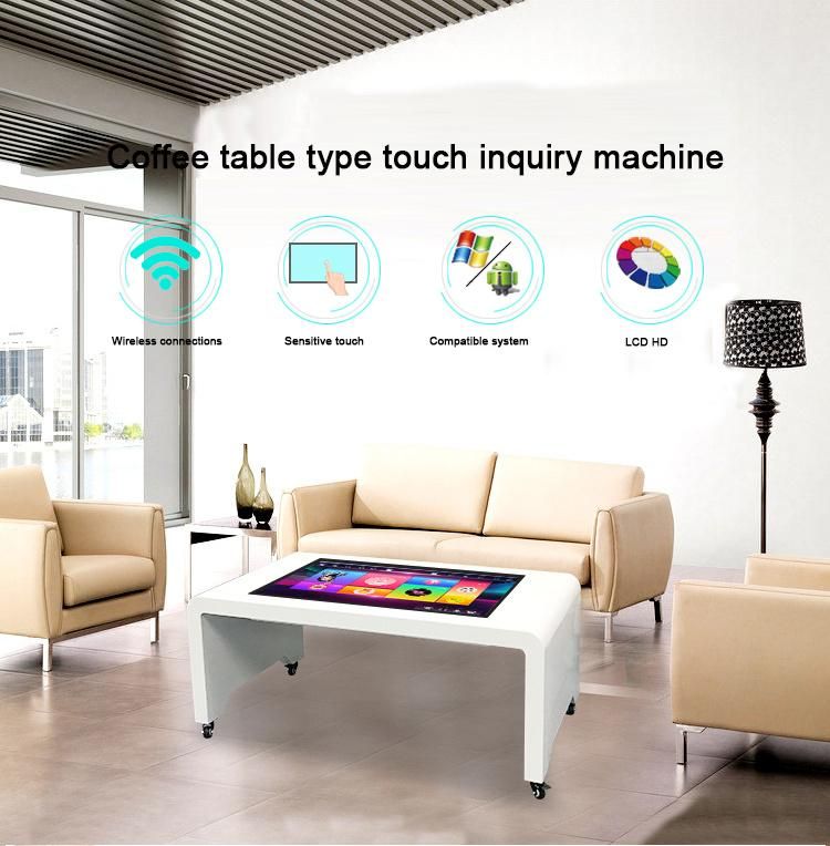 China Factory Directly Sell 43 Inch Tempered Glass LCD Touch Screen Interactive Coffee Table Game Table for Education/Advertising