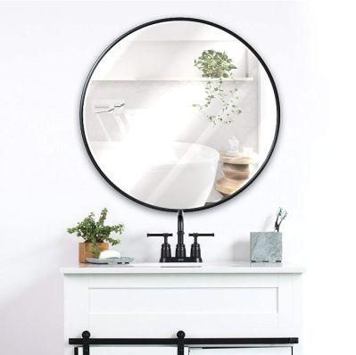 Black Round Metal Frame Mirror Circle Wall Mirror, Best for Modern Home Decoration Luxury Interior Vanity Washrooms Bathroom and Living Rooms