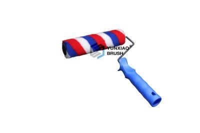 Red&Blue Wide Stripe Polyester Paint Roller Brush with Plastic Handle