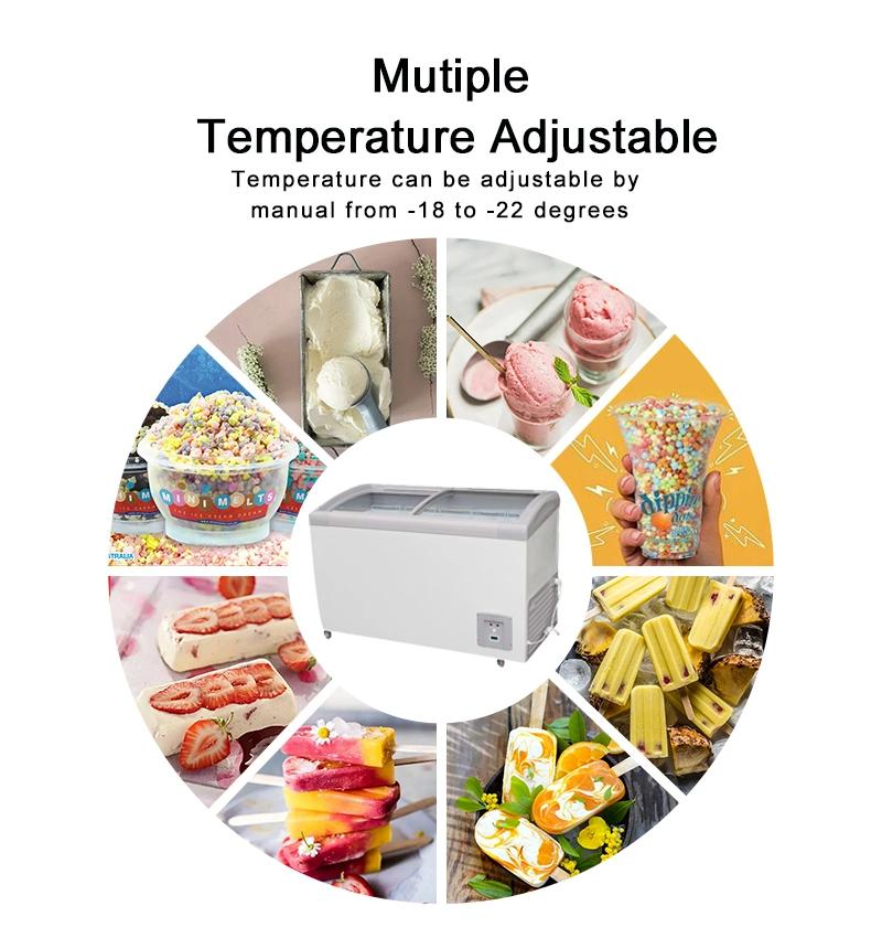 Commercial Glass Door Showcase Low Temperature Freezer for Ice-Cream SD/Sc-358y