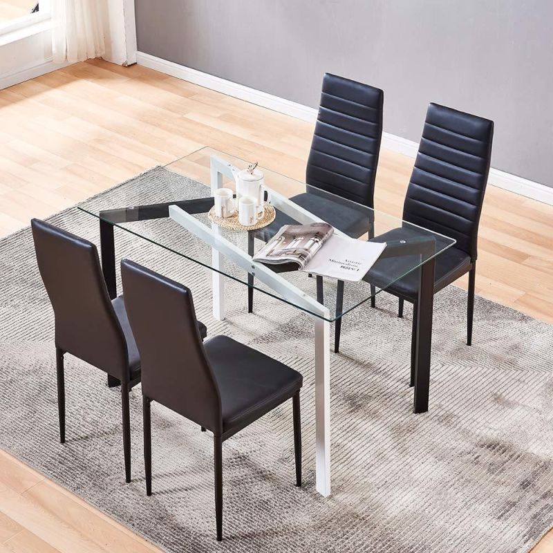 Modern Furniture White Black Glass Dining Room Table