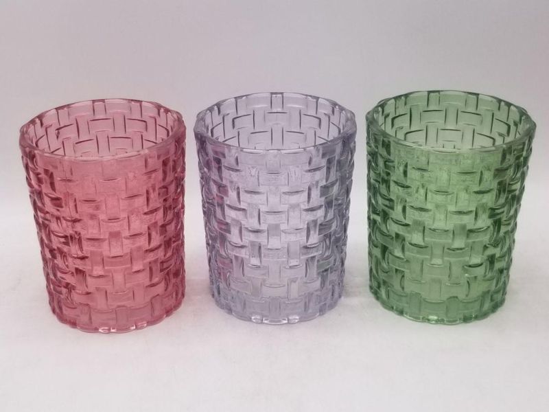 Glass Candle Holders with Different Shiny Colours for Home Decoration