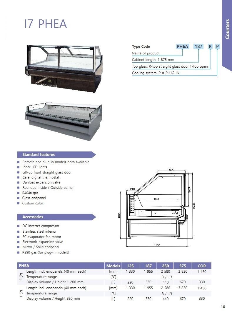 Butcher Shop Hydraulic Straight Glass System Meat Refrigeration Showcase