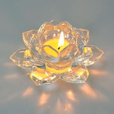 Clear Lotus Crystal Glass Candle Holders for Religious