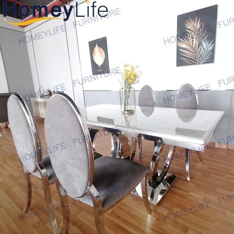 Rectangle Tulip Hotel France Design Foshan Manufacture Glass or Marble Dining Room Table