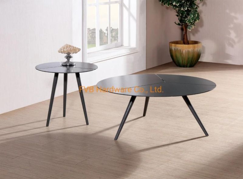 Modern Luxury Side Table Coffee Tables with Stainless Steel and Glass Top Two Layer Trays