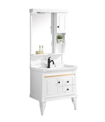 New Design Classic White Wood Grain PVC Coated Bathroom Furniture Cabinet Bathroom Cabinet