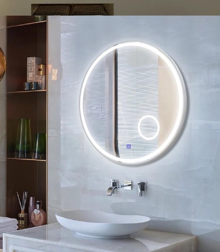 Smart Modern Room Framed Illuminated Round LED Bath Mirror with Light