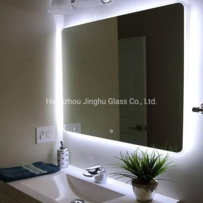 Wall Mirror Frameless LED Lighted Bathroom Mirror with Defogger Dimmer