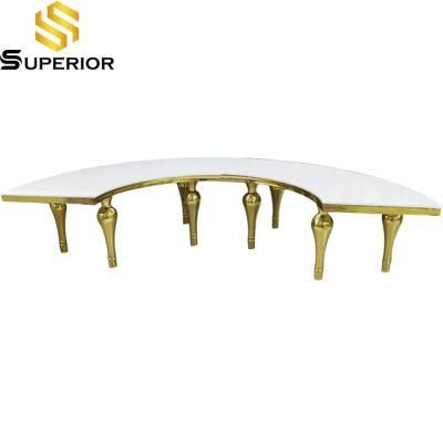 Restaurant Stainless Steel Furniture Half Moon White MDF Wedding Table