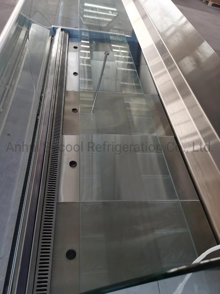 High-Quality Commercial Fish Refrigerated Cabinet with up-Down Front Curved Glass Doors