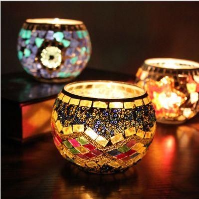 Glassware Home Decoration Mosaic Candle Holder Candle Jar Candle Holders Factory