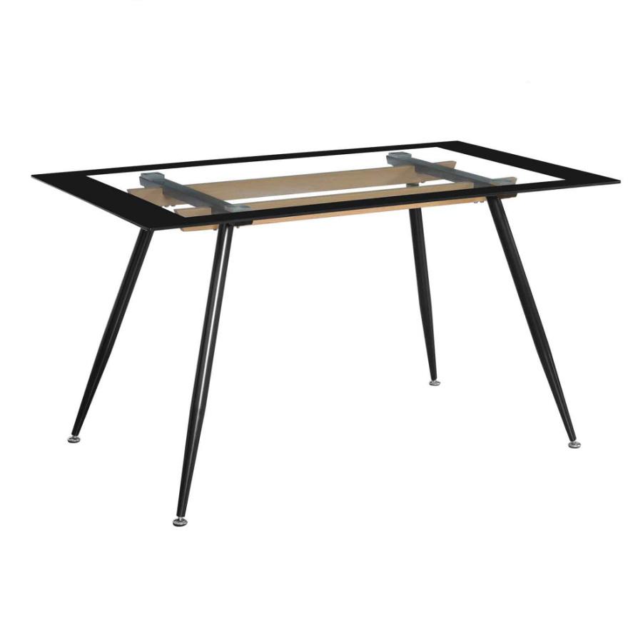 Cheap Rectangle Glass Top Metal Frame Dining Furniture Restaurant Table