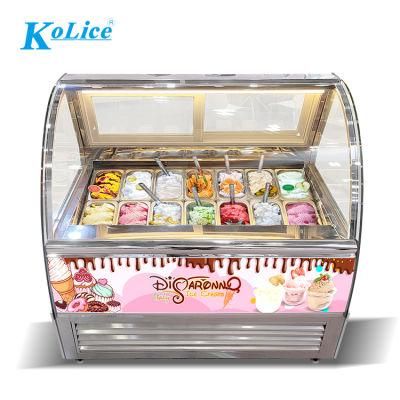 New Dipping Cabinet for Ice Cream Freezer Ice Cream Display Commercial Cabinet Cake Cream Curved Glass Showcase